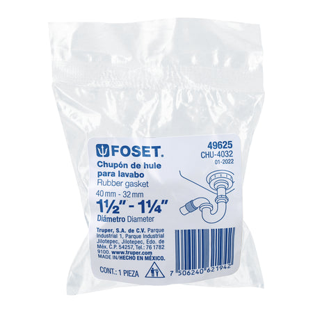 Chupón de PVC, 1-1/2' x 1-1/4', FOSET
