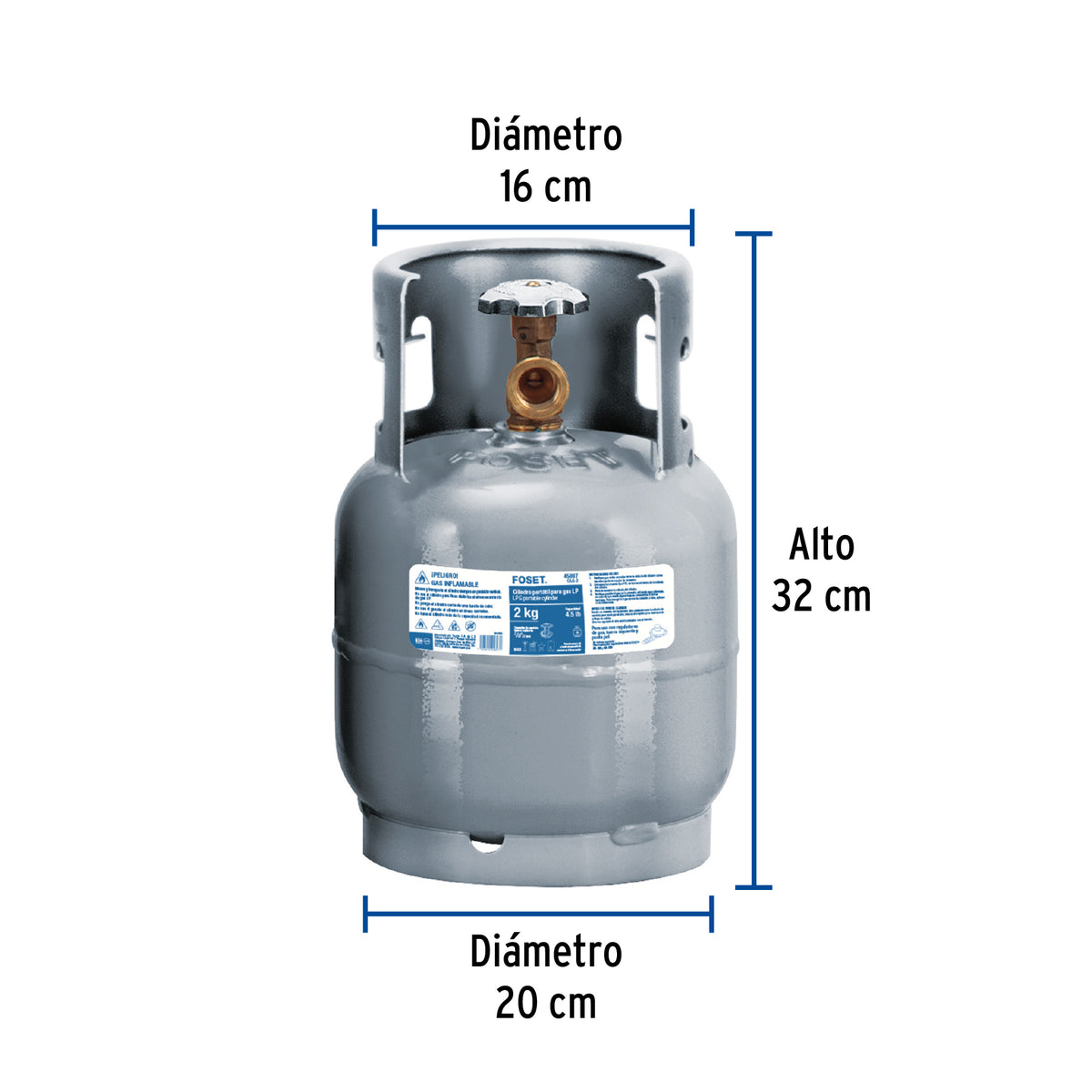 Cilindro portatil para gas LP 2kg (4.5lb) FOSET