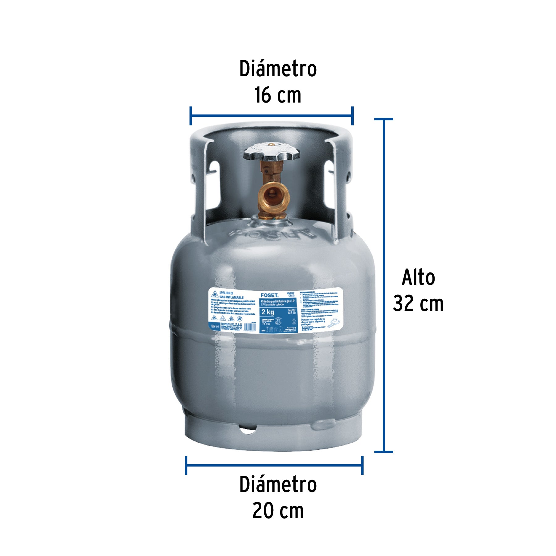 Cilindro portatil para gas LP 2kg (4.5lb) FOSET