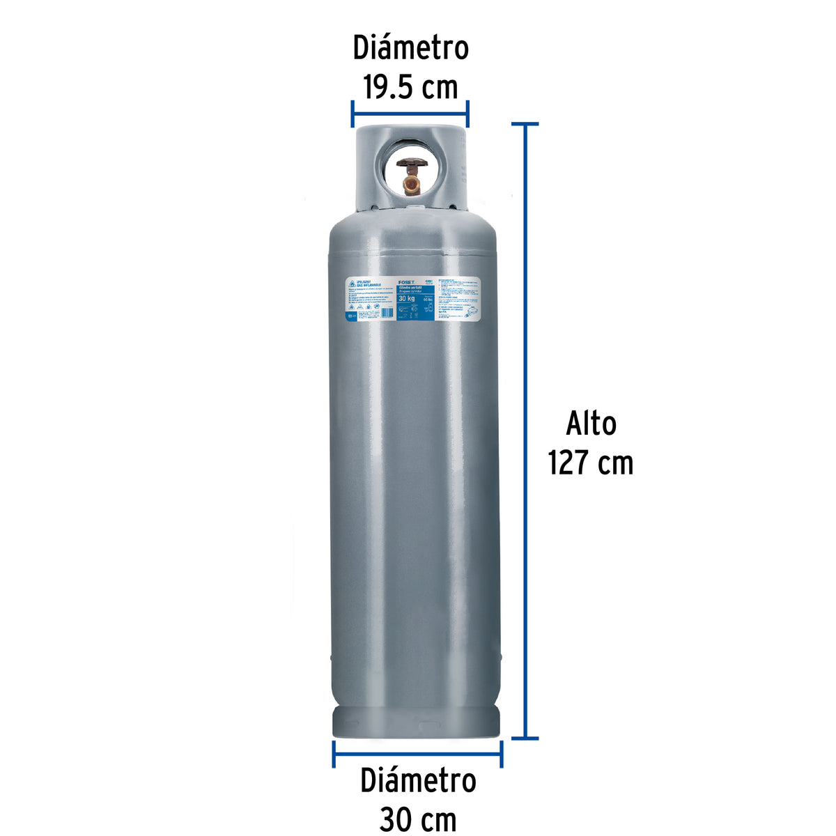 Cilindro portatil para gas LP 30kg (66lb) FOSET