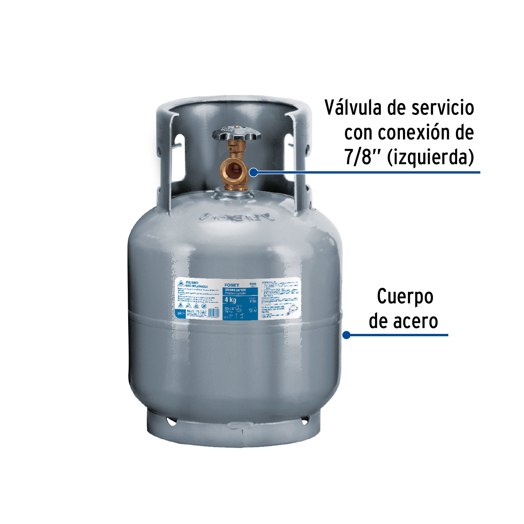 Cilindro portatil para gas LP 4kg (9lb) FOSET