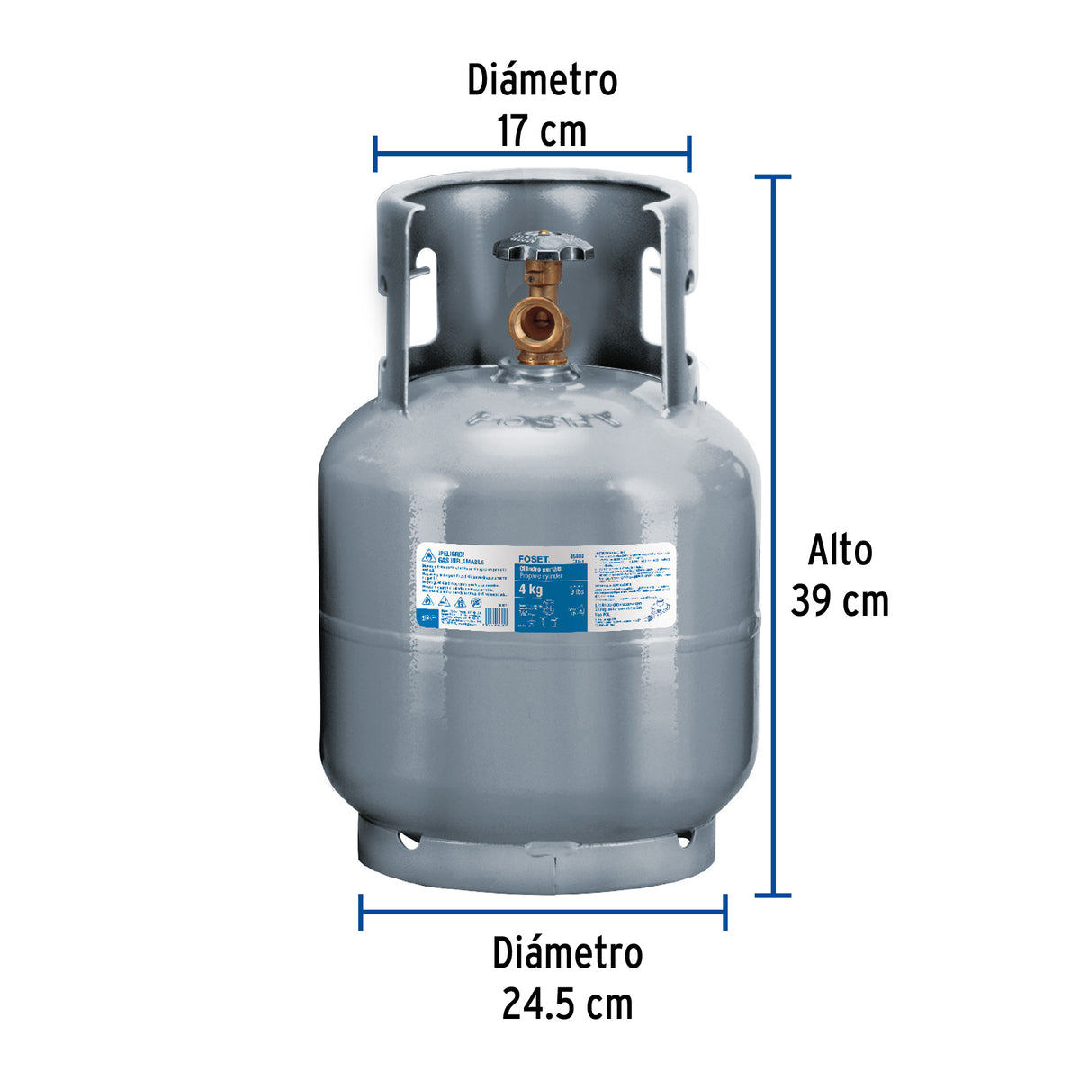 Cilindro portatil para gas LP 4kg (9lb) FOSET