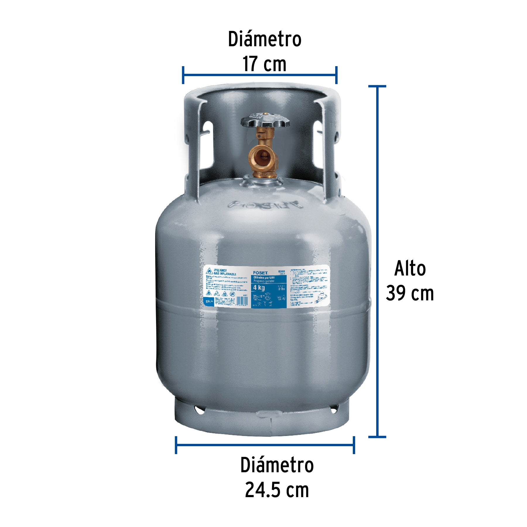 Cilindro portatil para gas LP 4kg (9lb) FOSET