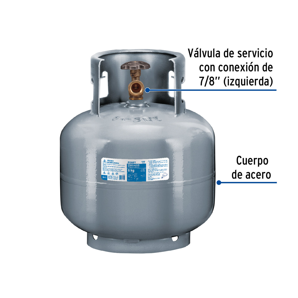 Cilindro portatil para gas LP 6kg (13lb) FOSET