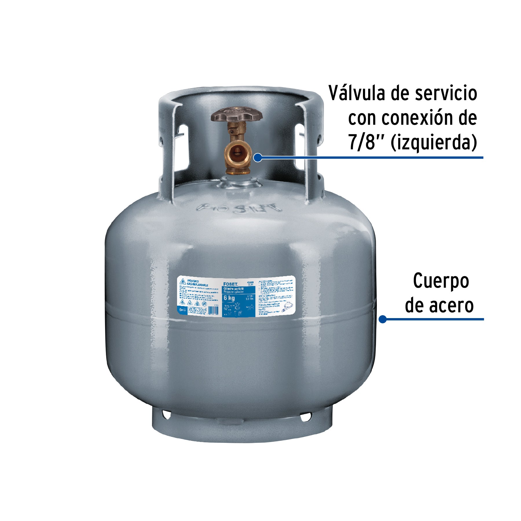 Cilindro portatil para gas LP 6kg (13lb) FOSET