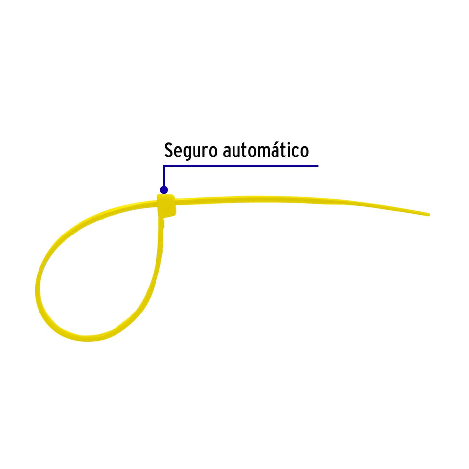 Bolsa con 50 cinchos plasticos 40 lb 150x3.5 mm amarillos