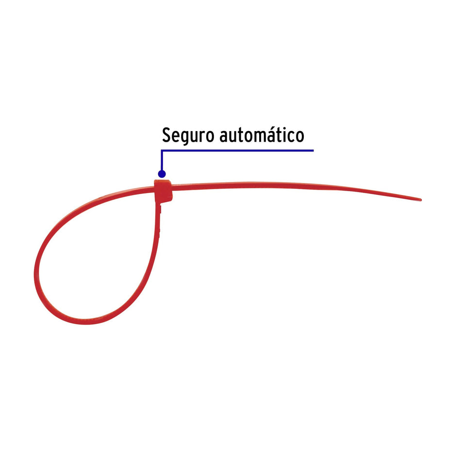 Bolsa con 50 cinchos plasticos 40 lb 150 x 3.5 mm rojos