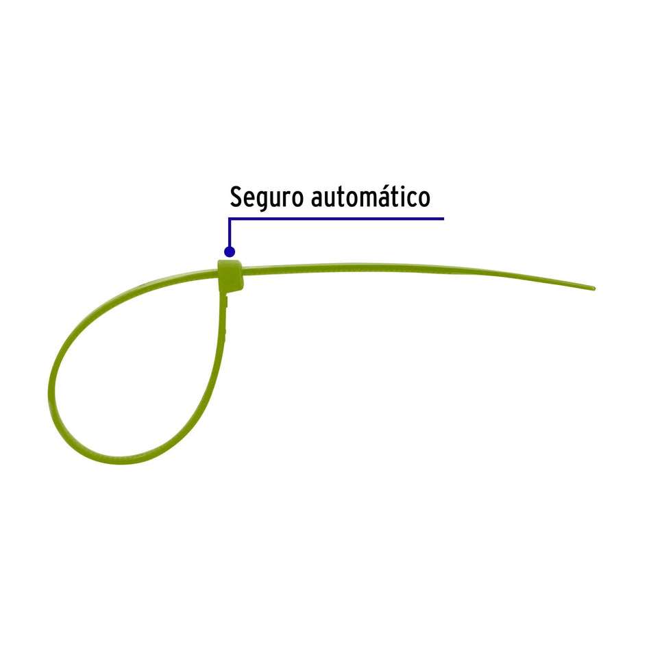 Bolsa con 50 cinchos plasticos 40 lb 150 x 3.5 mm verdes