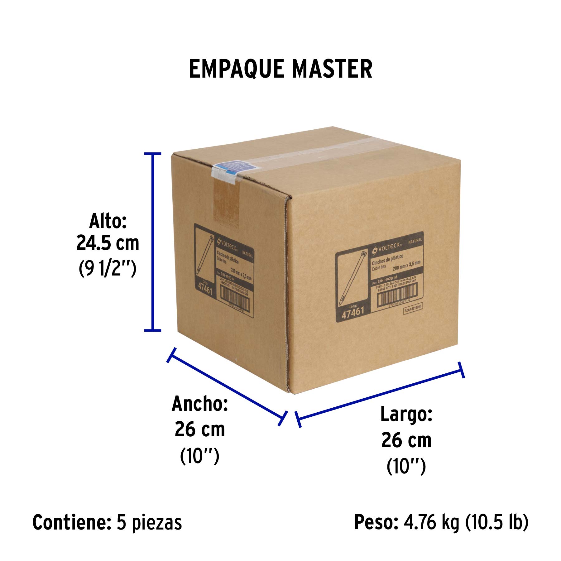 Bolsa con 1000 cinchos plasticos 40lb 200x3.5 mm naturales