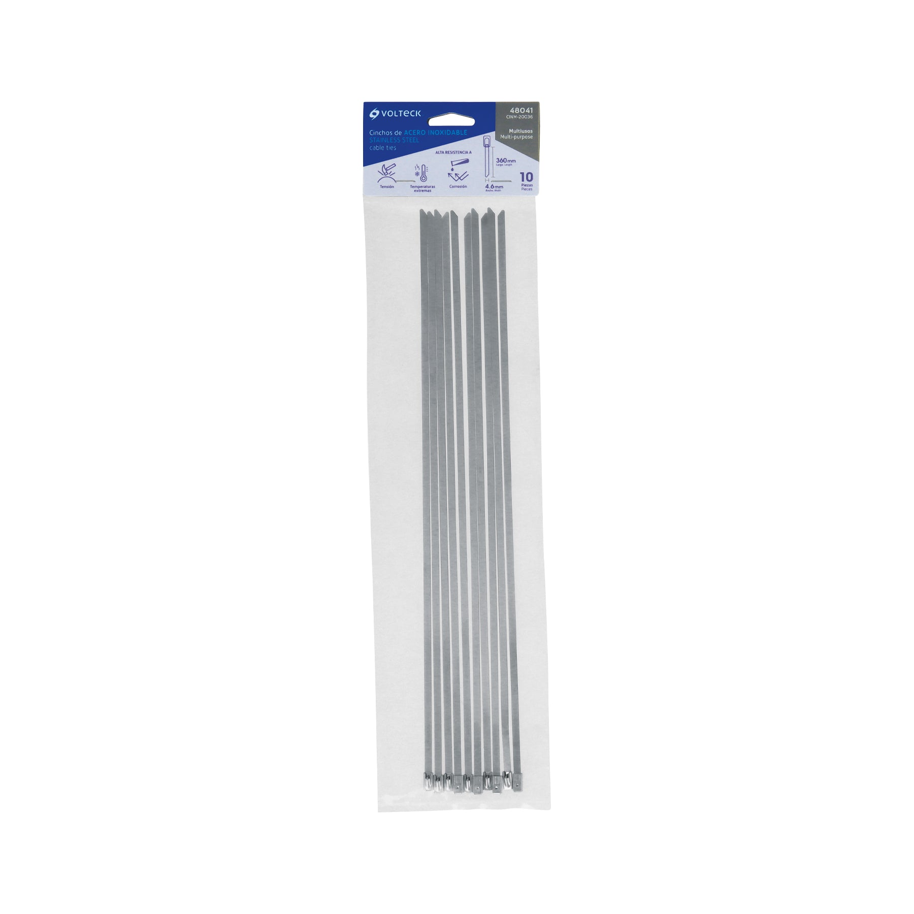 Bolsa con 10 cinchos de 36 cmacero inoxidable99 lbVOLTECK