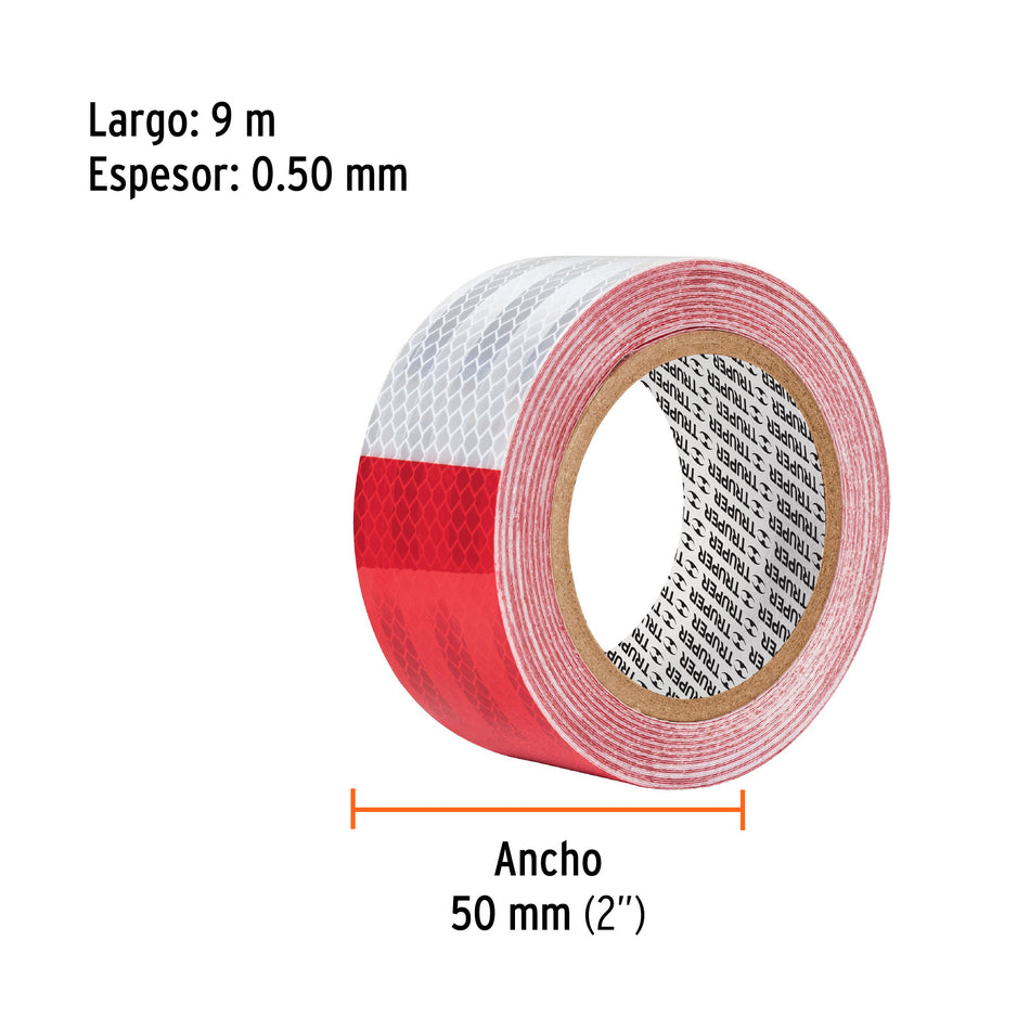 Rollo de 9 m x 2" de cinta reflejante de PVC Truper