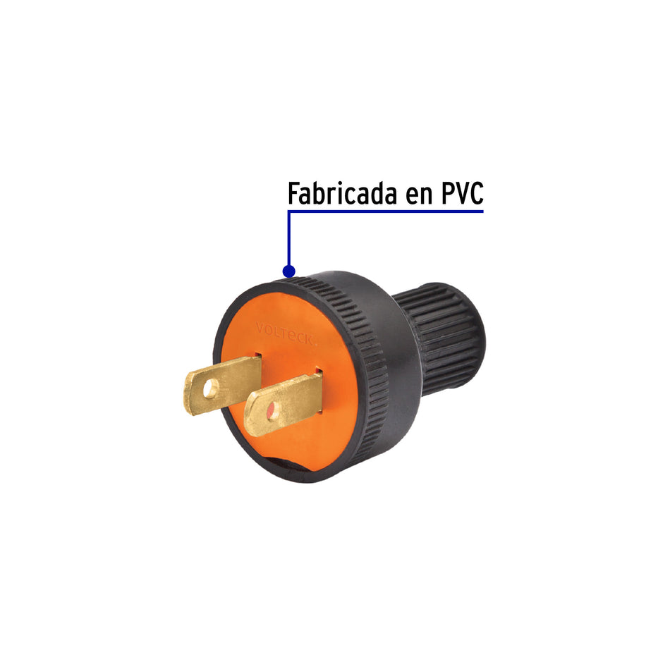 2 Clavijas no polarizadas redondas de PVC, Volteck