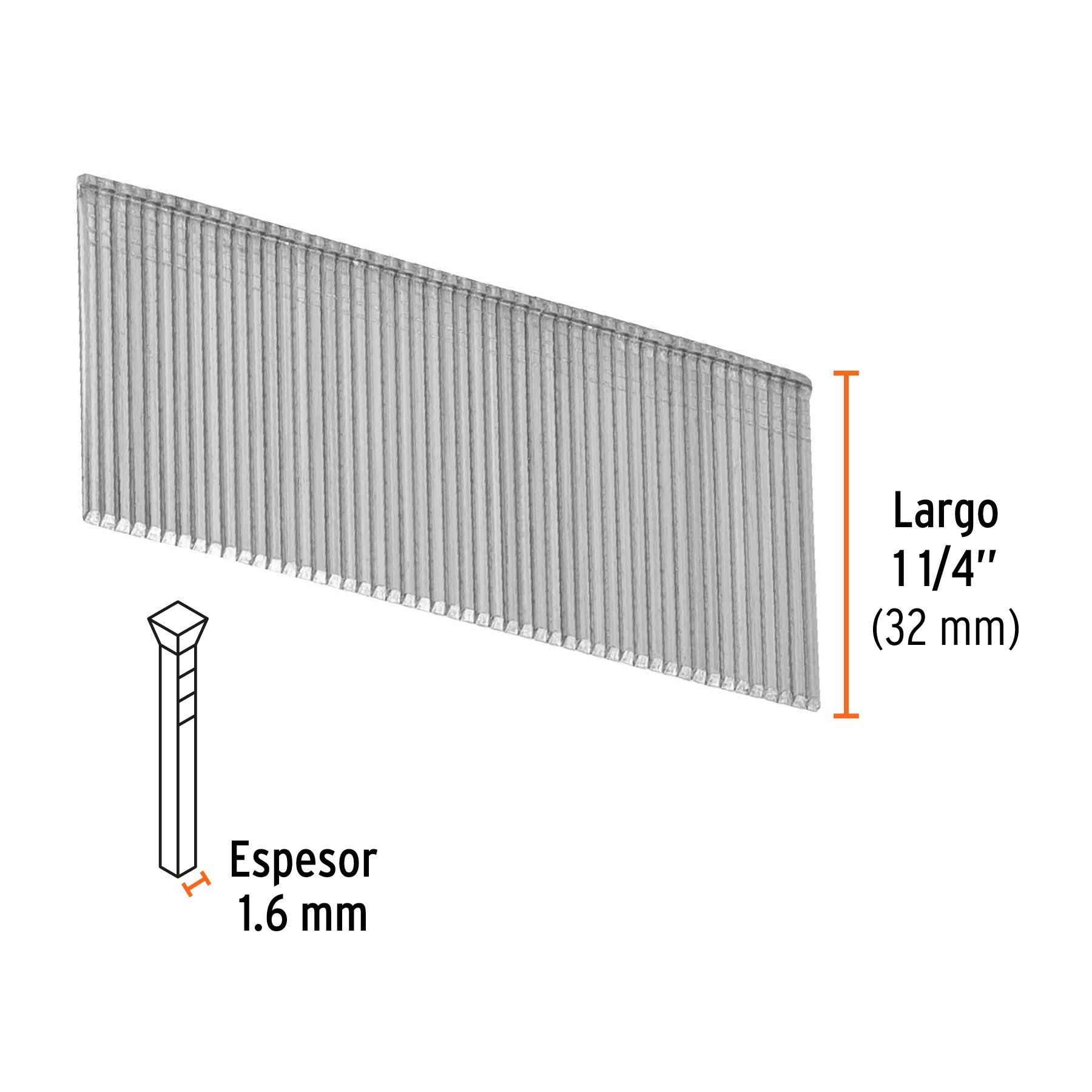Caja con 2500 clavos calibre 16 para CLNE-16 Truper 45 mm