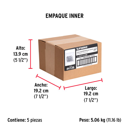 Bolsa con 1 kg de clavos para concreto galvanizados 3-1/2'