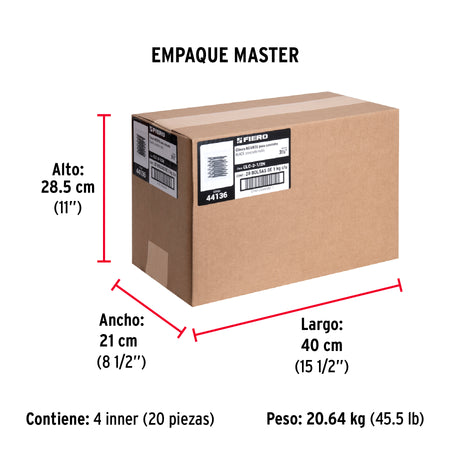 Bolsa con 1 kg de clavos para concreto negros 3-1/2', FIERO