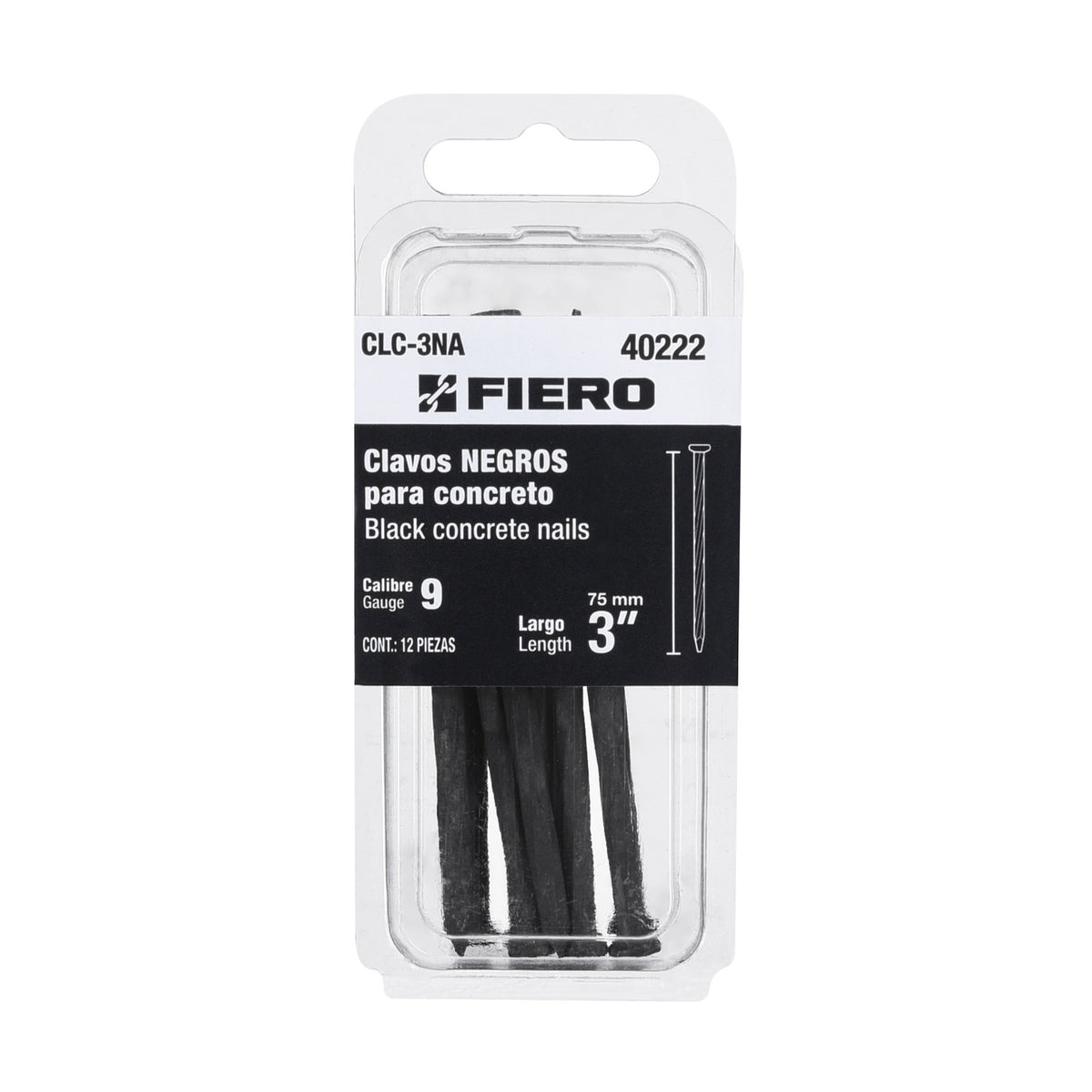 Blisterclavos negros para concreto FIERO 3"