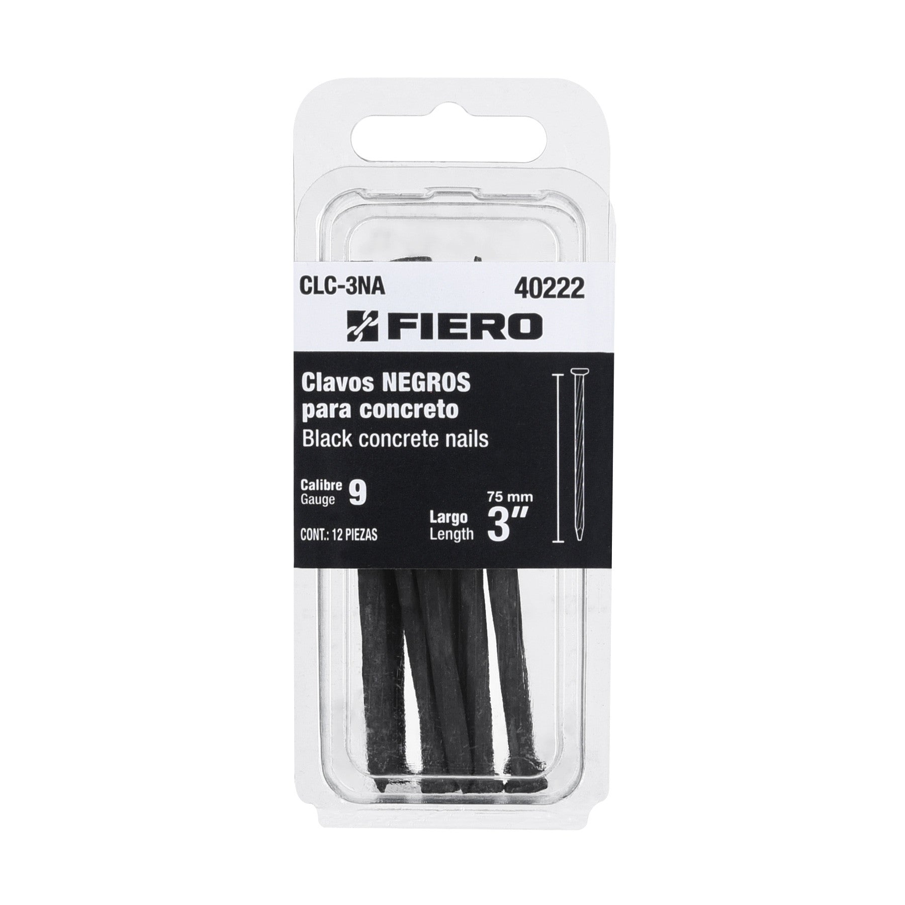 Blisterclavos negros para concreto FIERO 3"