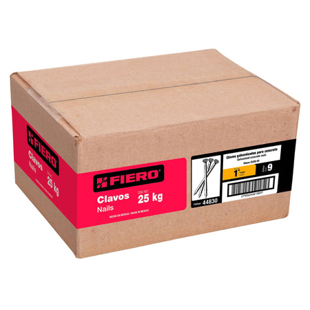 Kilo de clavos para concreto 1' galvanizado, caja de 25 kg