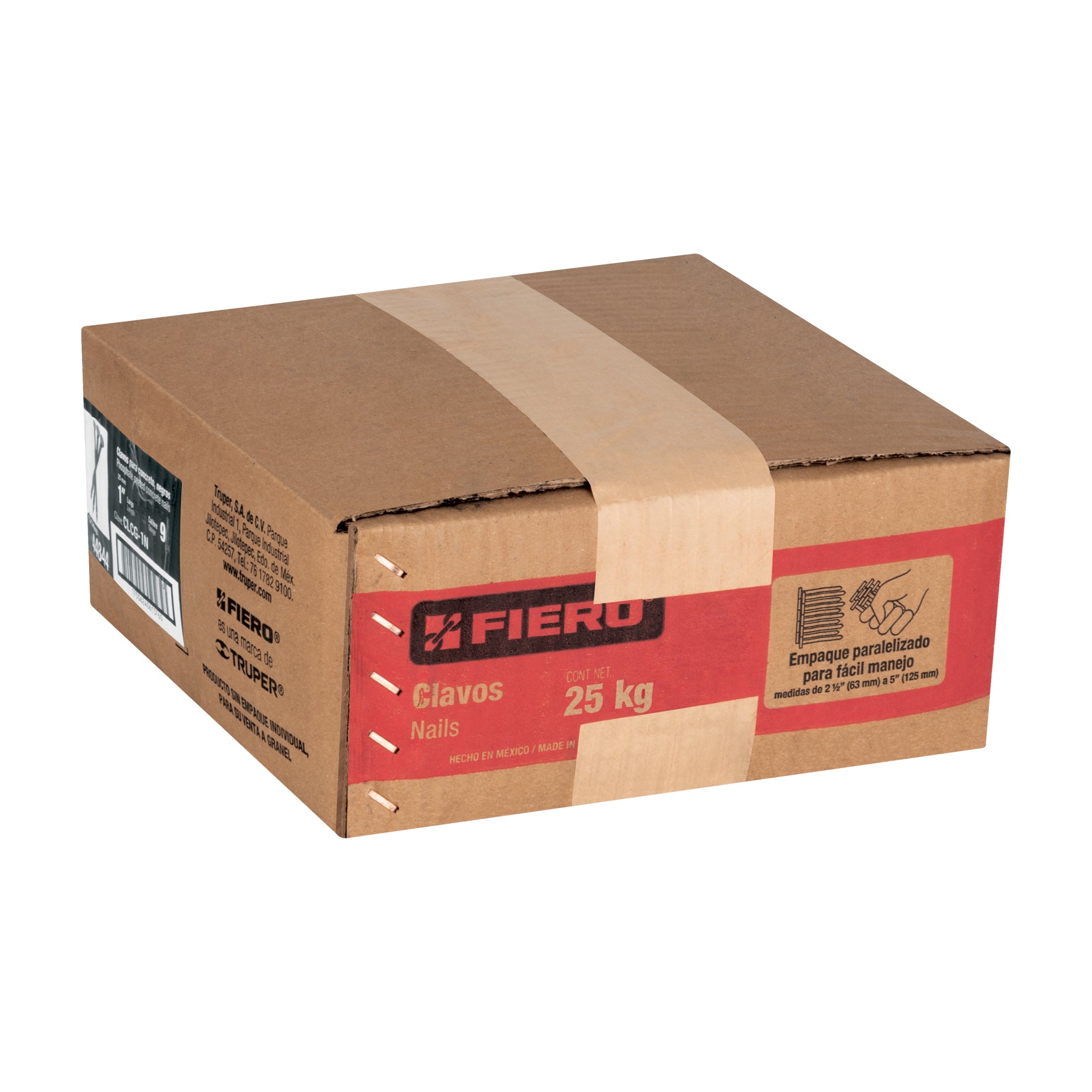 Kilo de clavos para concreto 1'negros, caja de 25 kg, FIERO