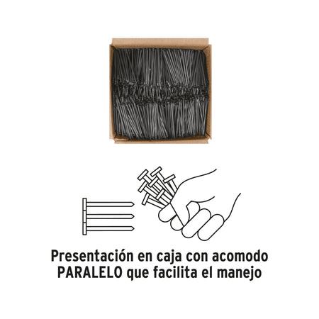 Kilo de clavos para concreto 2-1/2' negros, caja de 25 kg