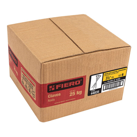 Kilo de clavos para concreto 3-1/2'galvanizado, caja de25 kg