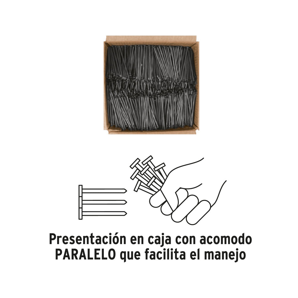 Kilo de clavos para concreto 3-1/2' negros, caja de 25 kg