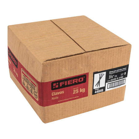 Kilo de clavos para concreto 3-1/2' negros, caja de 25 kg