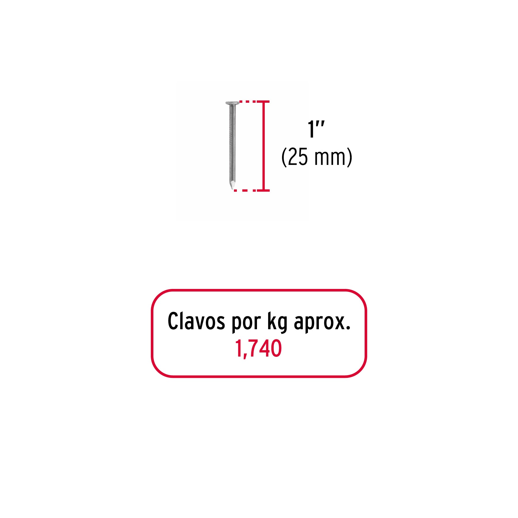 Bolsa con 1 kg de clavo estándar 1' con cabeza, FIERO