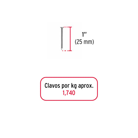 Bolsa con 1 kg de clavo estándar 1' con cabeza, FIERO