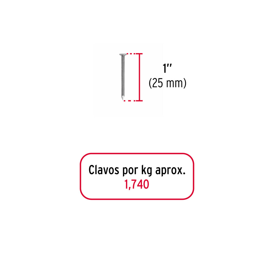 Bolsa con 1 kg de clavo estándar 1' con cabeza, FIERO