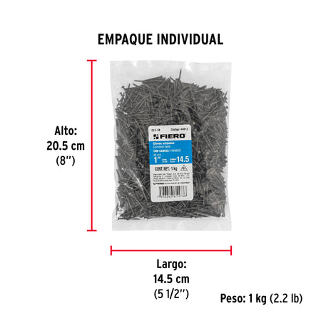Bolsa con 1 kg de clavo estándar 1' con cabeza, FIERO