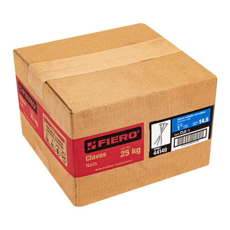 Kilo de clavo estándar 1' con cabeza en caja de 25 kg, FIERO