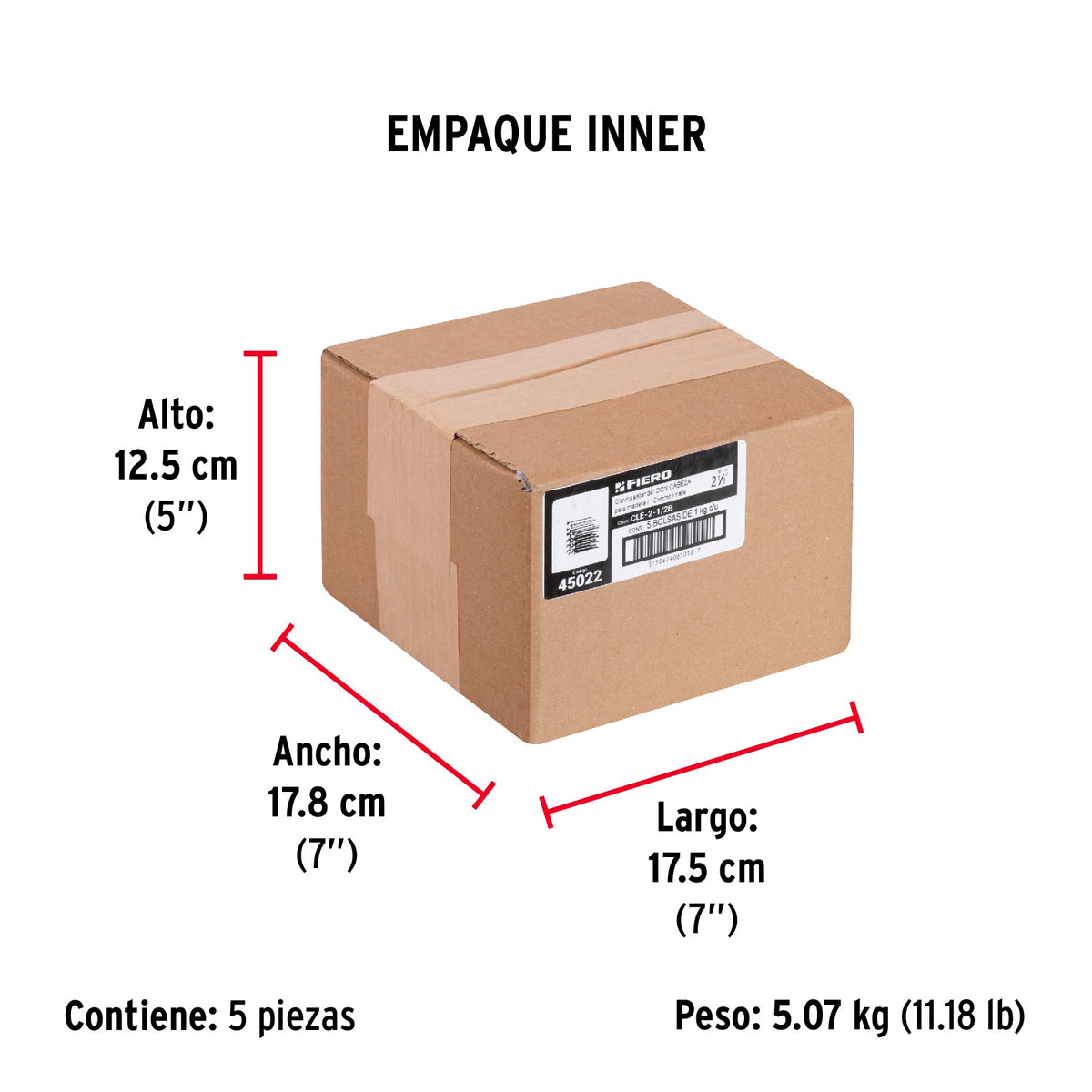 Bolsa con 1 kg de clavo estándar 2-1/2' con cabeza, FIERO