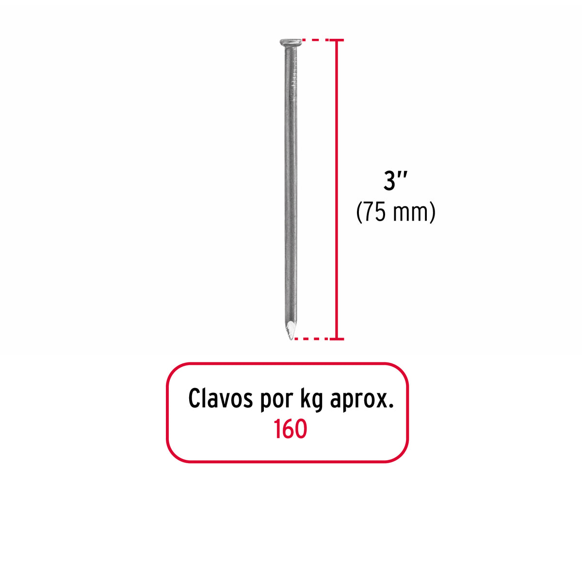 Bolsa con 1 kg de clavo estándar 3' con cabeza, FIERO
