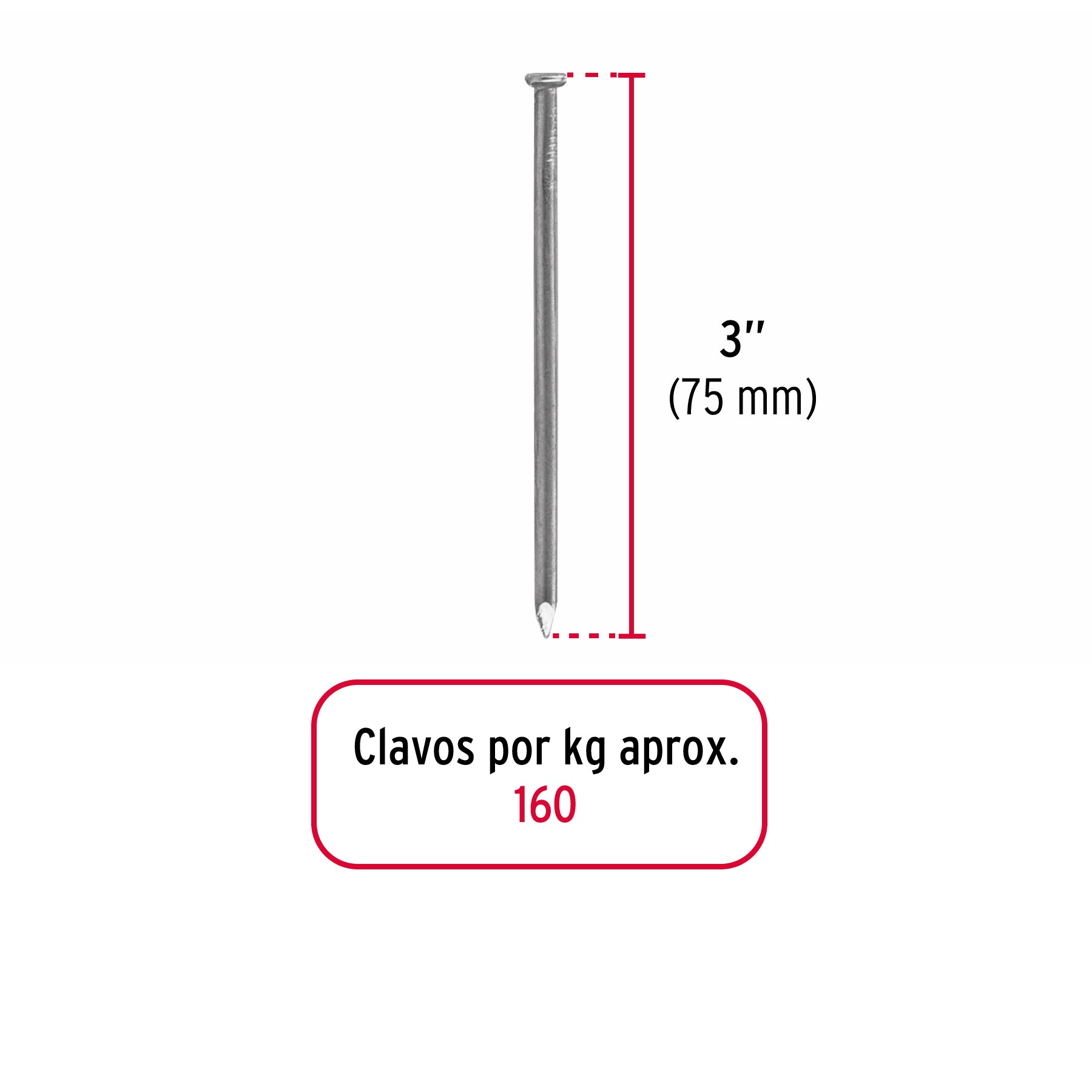 Bolsa con 1 kg de clavo estándar 3' con cabeza, FIERO