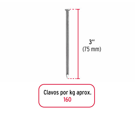 Bolsa con 1 kg de clavo estándar 3' con cabeza, FIERO
