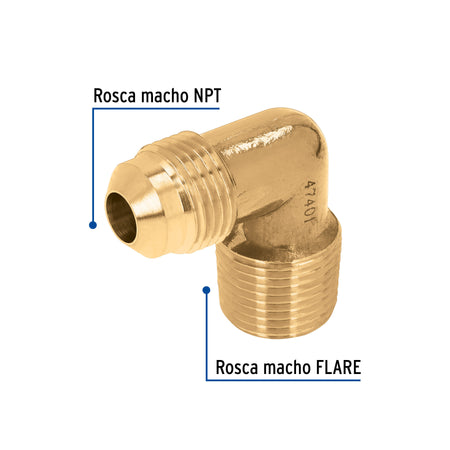 Codo terminal a 90° de laton 3/8 x FOSET 1/2"