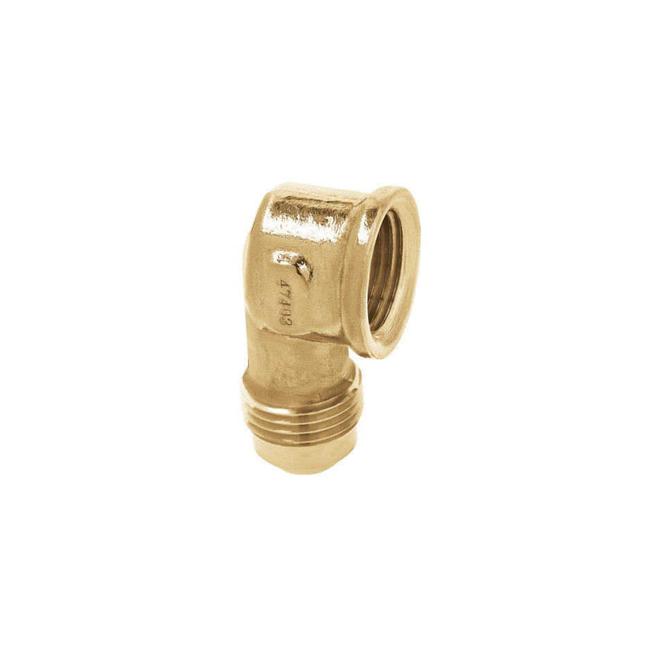 Codo para estufa a 90° de laton de 3/8 x FOSET 1/2"
