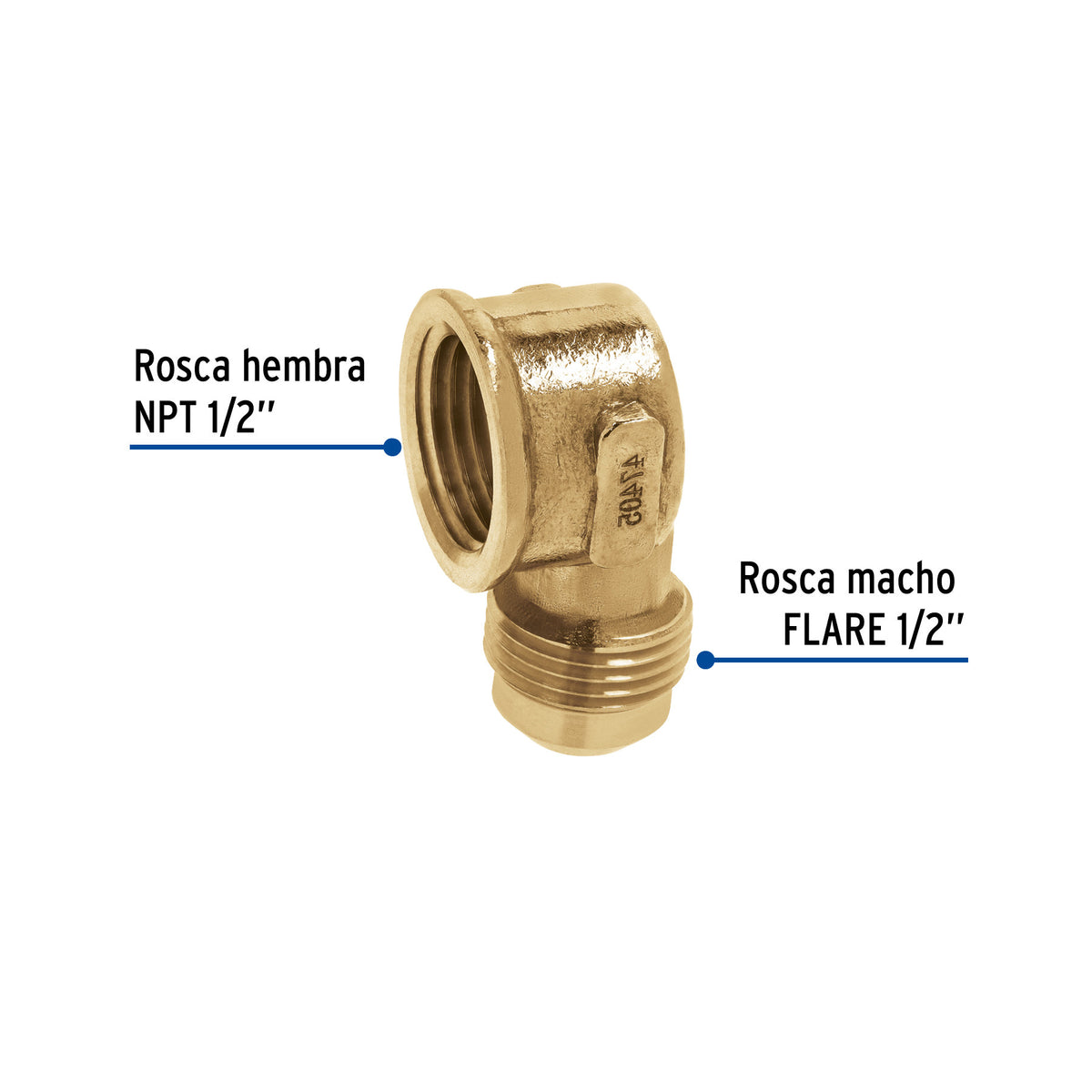 Codo para estufa a 90° de laton de 1/2 x 1/2" FOSET