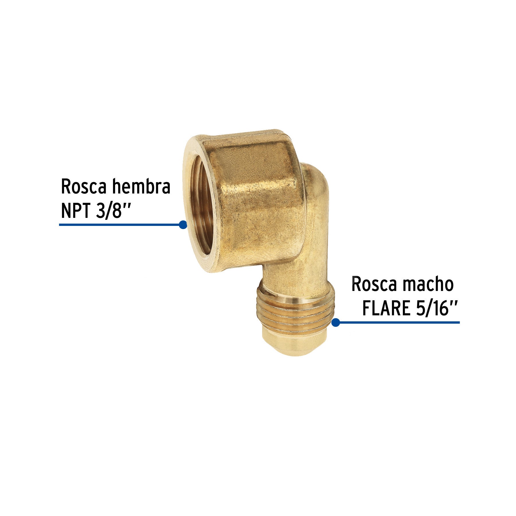 Codo para estufa a 90° de laton de 5/16" x 3/8" FOSET