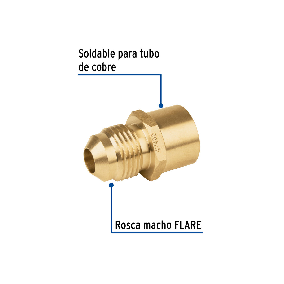 Conector flare soldable de laton 3/8" x 1/2" FOSET