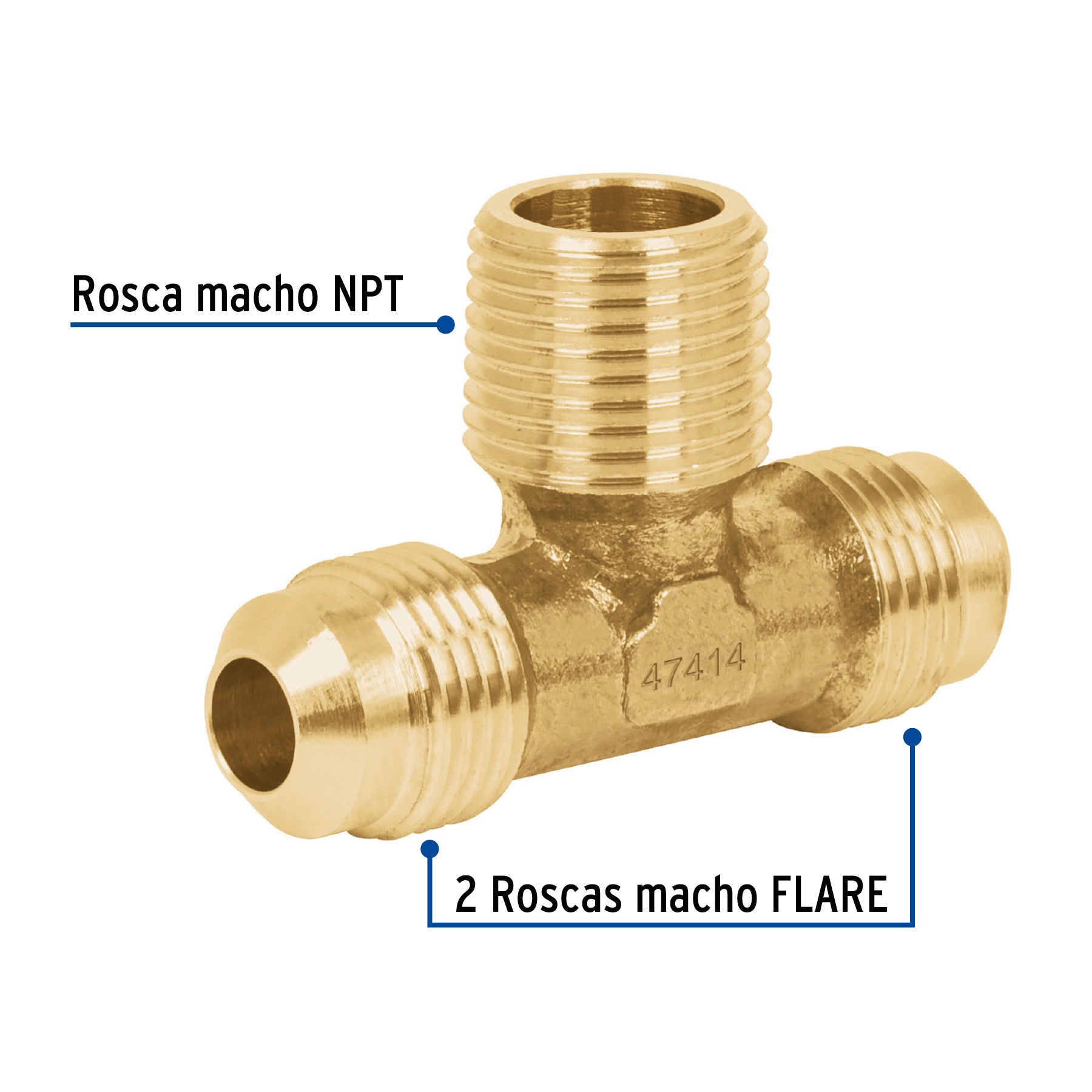 Tee terminal de laton centro 3/8" FOSET