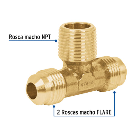 Tee terminal de laton centro 3/8" FOSET