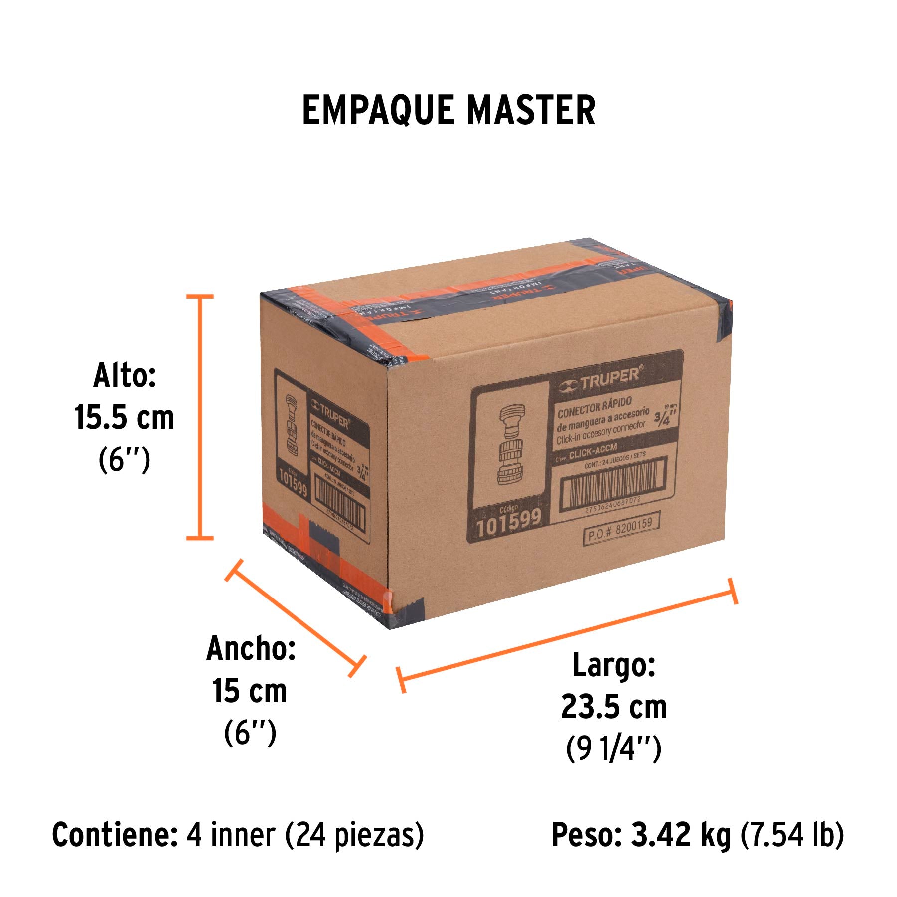 Conector 3/4" rapido de laton manguera-acc. sistema click