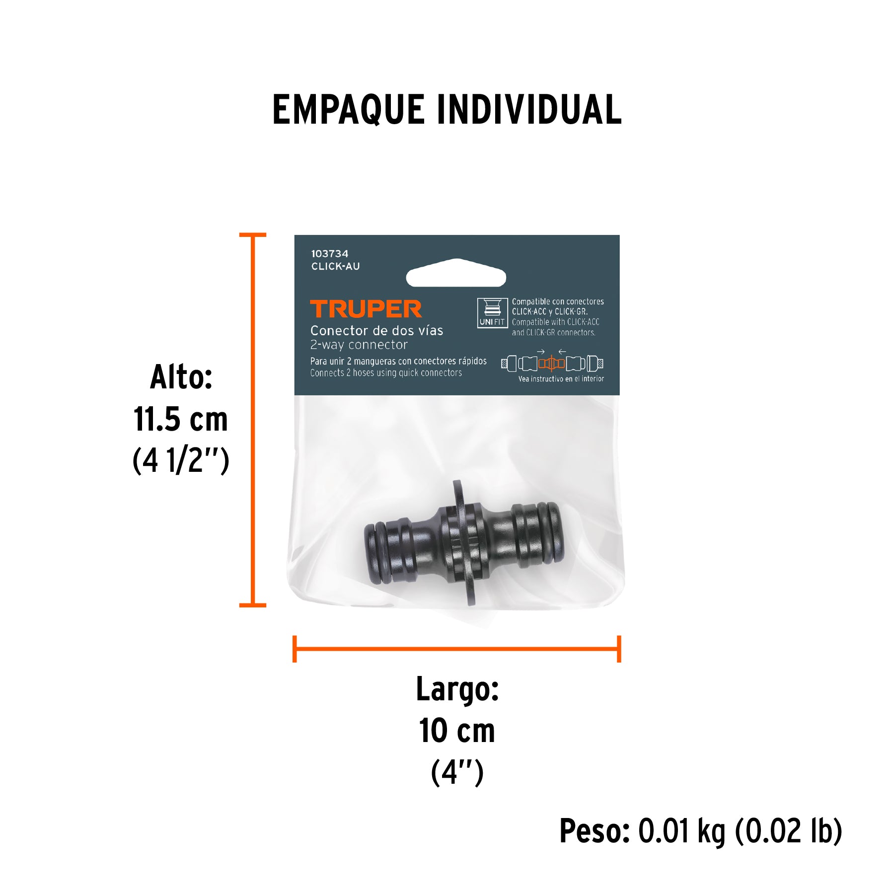 Adaptador union 3/4" rapido de ABS sistema click Truper