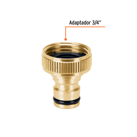 Conector 3/4" rapido hembra de laton sistema click Truper