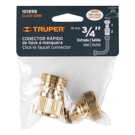 Conector 3/4" rapido de laton grifo-manguera sistema click
