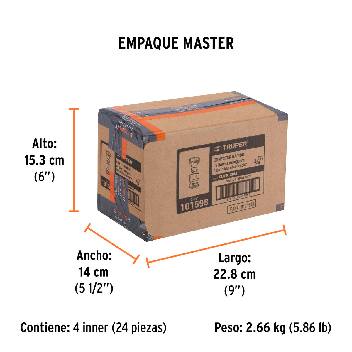 Conector 3/4" rapido de laton grifo-manguera sistema click