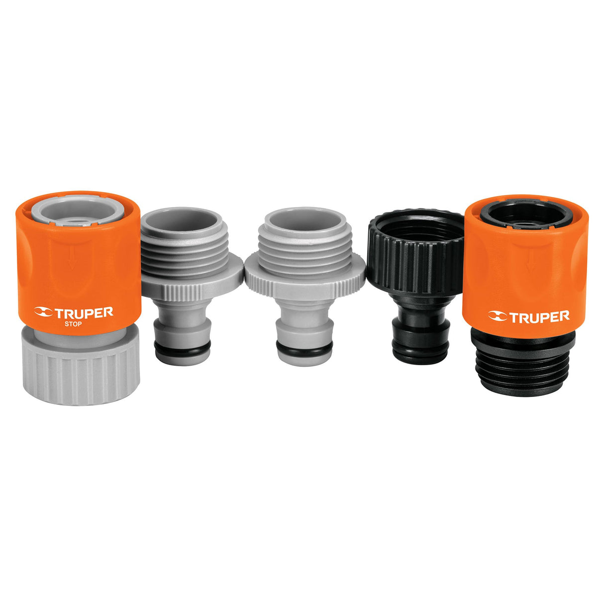 Juego de 5 conectores 3/4" rapidos de ABS sistema click