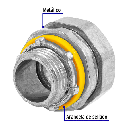 Conector recto 1/2' para tubo liquid tight, Volteck 1/2'